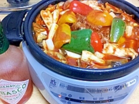 トマト鍋の素を使って野菜たっぷり煮込みハンバーグ鍋